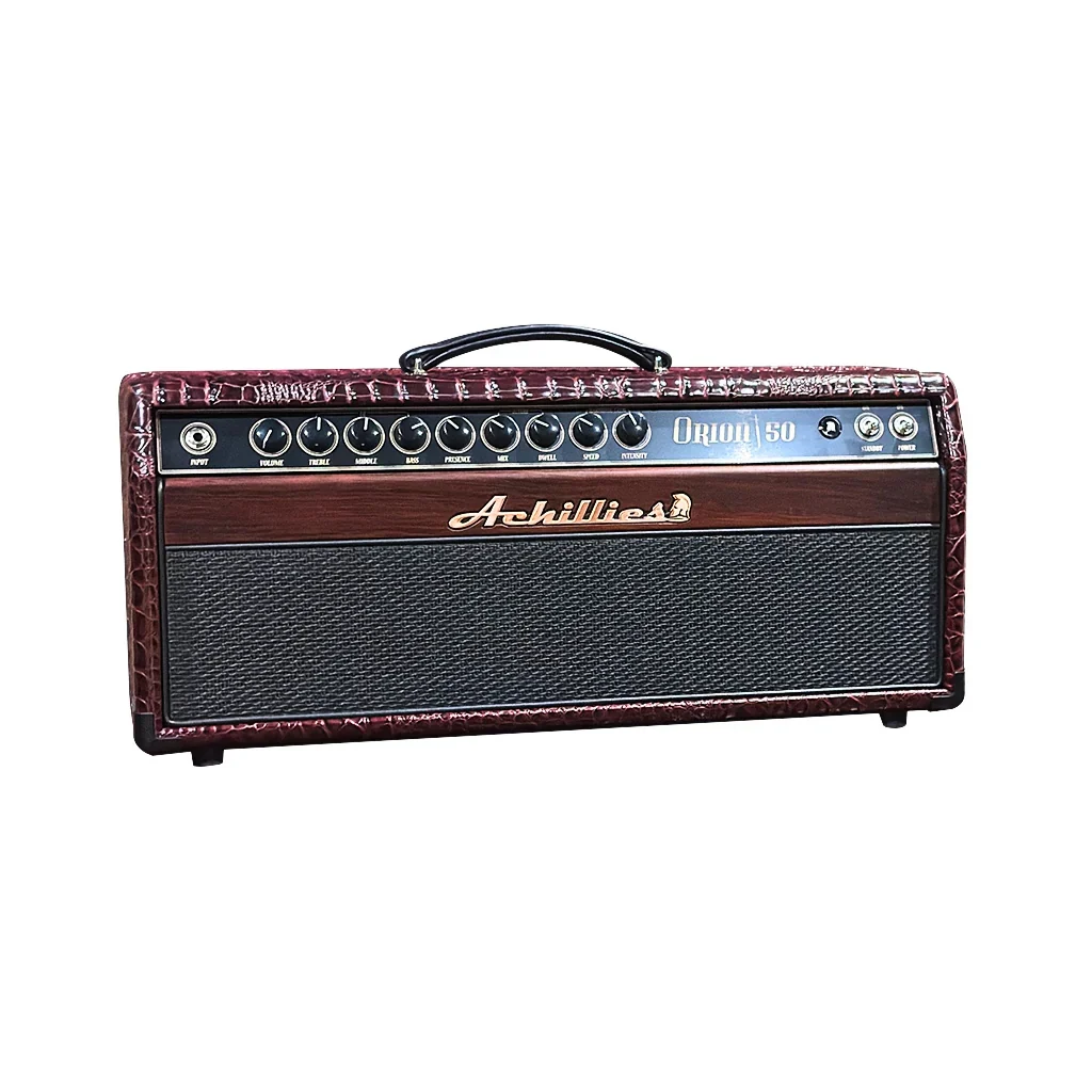 Achillies Orion 50 Head Amplifier with Typhon 4x12 Classic ST Cabinet - Wine Red Crocodile - Image 2
