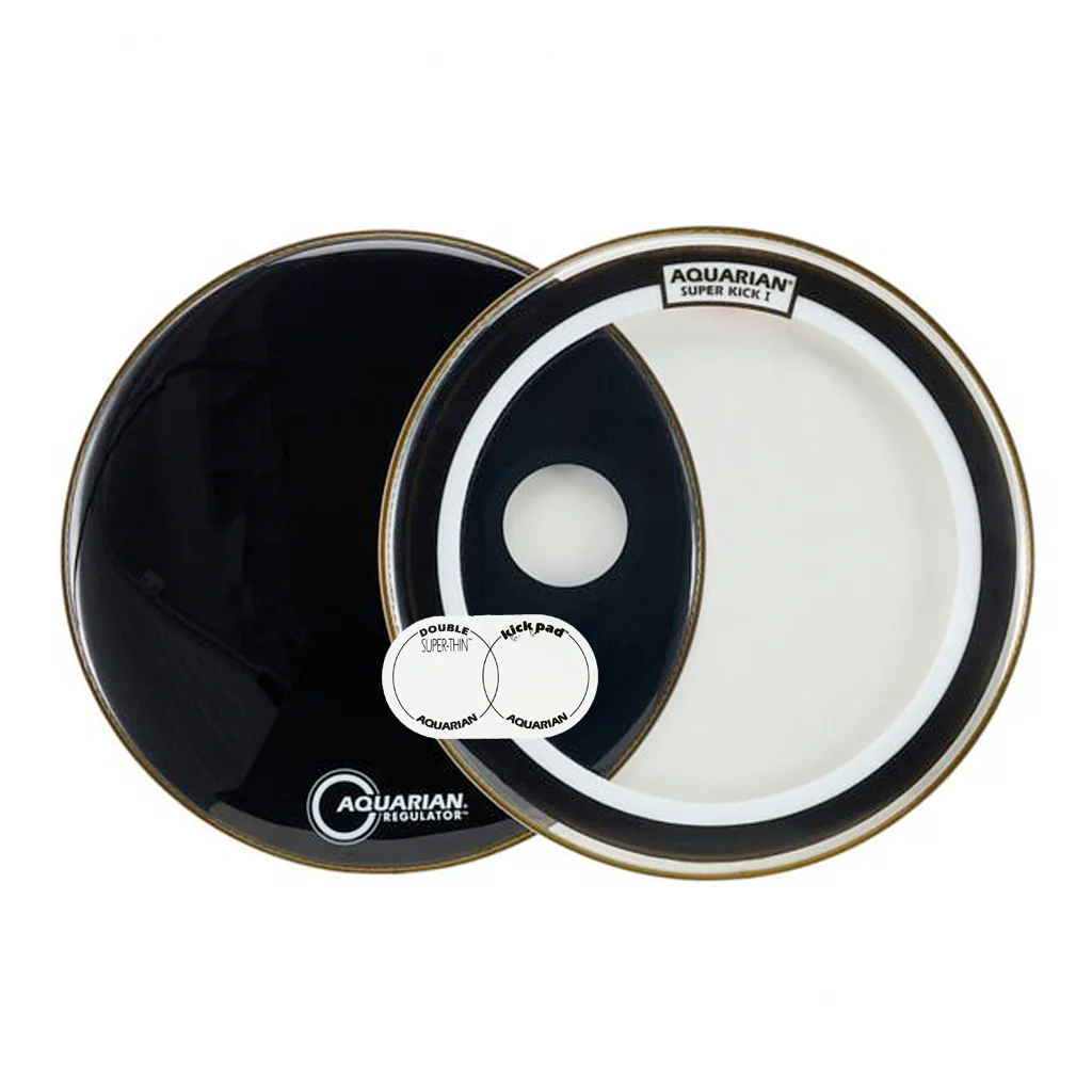 Aquarian SKP22BK 22" Super Kick 1 w/Black Regulator Front Head