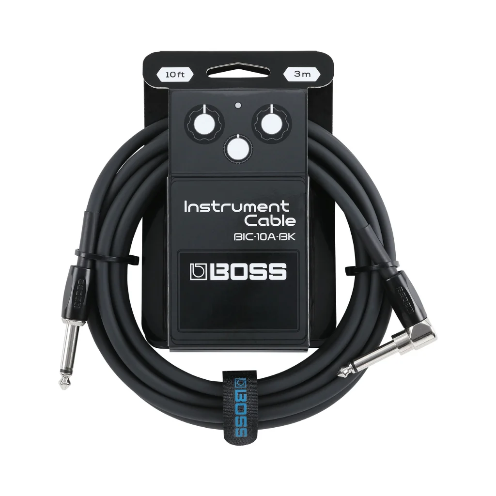 BOSS Straight to Right-Angle 1/4-inch Instrument Cable 10ft/3m AS - Black