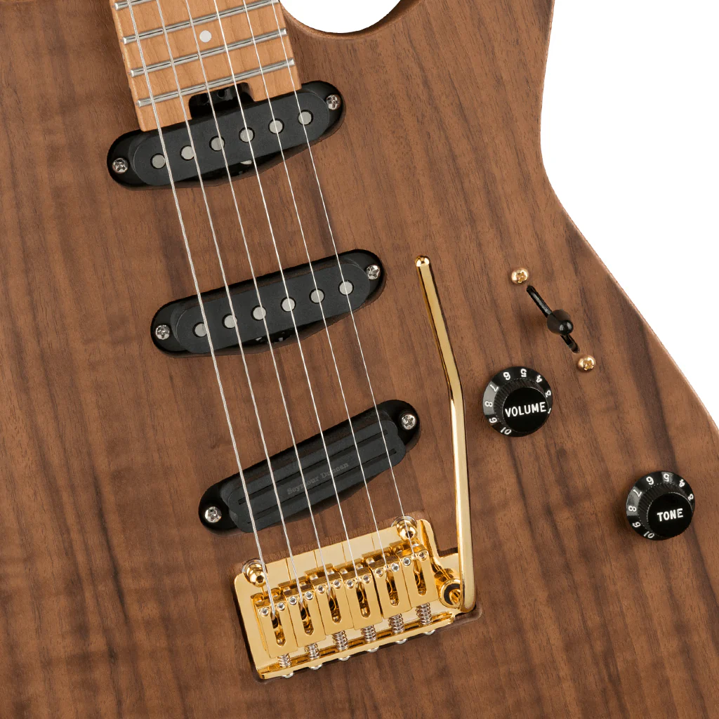Charvel Pro-Mod DK22 SSS 2PT CM Mahogany with Walnut, Caramelized Maple Fingerboard, Natural - Image 6
