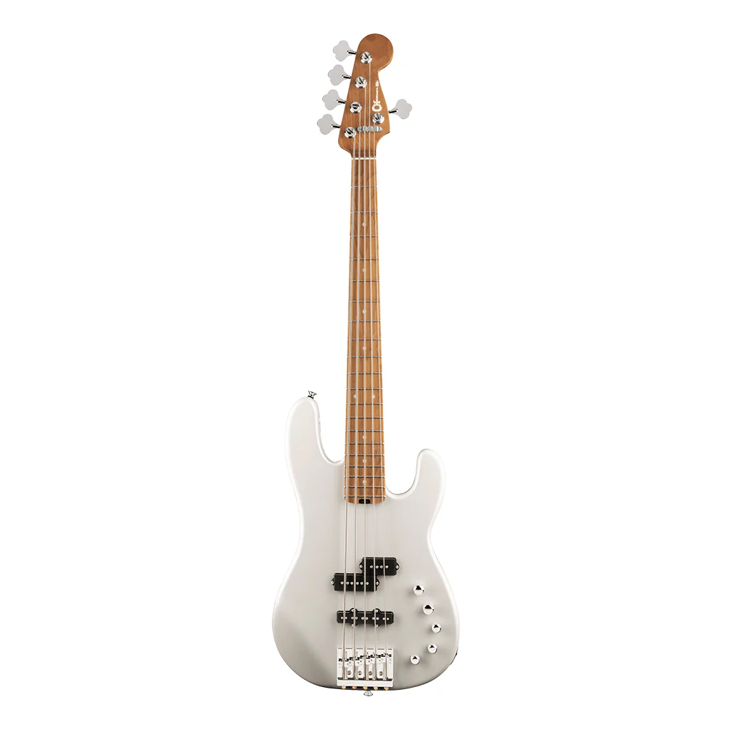 Charvel Pro-Mod San Dimas Bass PJ V, Caramelized Maple Fingerboard - Platinum Pearl - Image 2