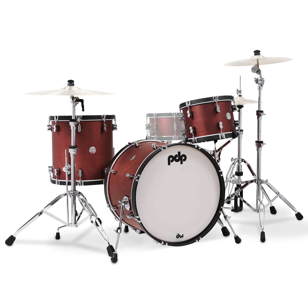 PDP Concept Maple Classic 3-piece Shell Pack with 22 inch Kick - Oxblood with Ebony Hoops