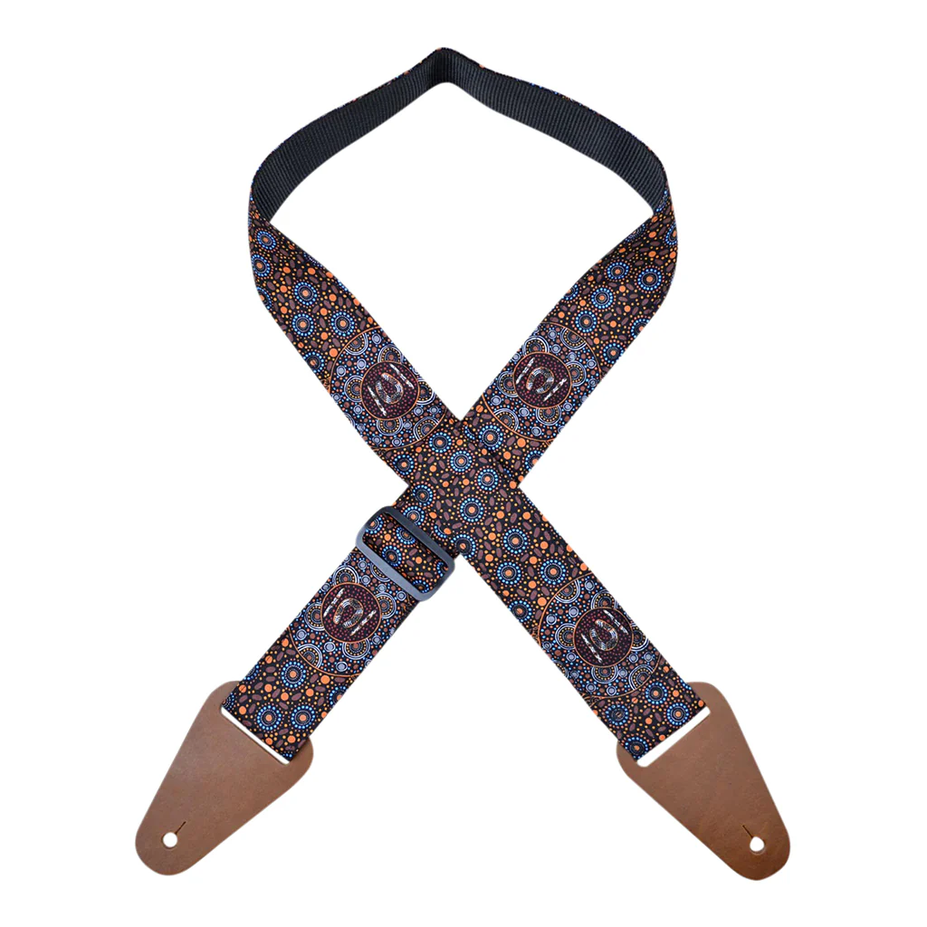 Colonial Leather - Aboriginal Art Guitar Strap – Water Collecting