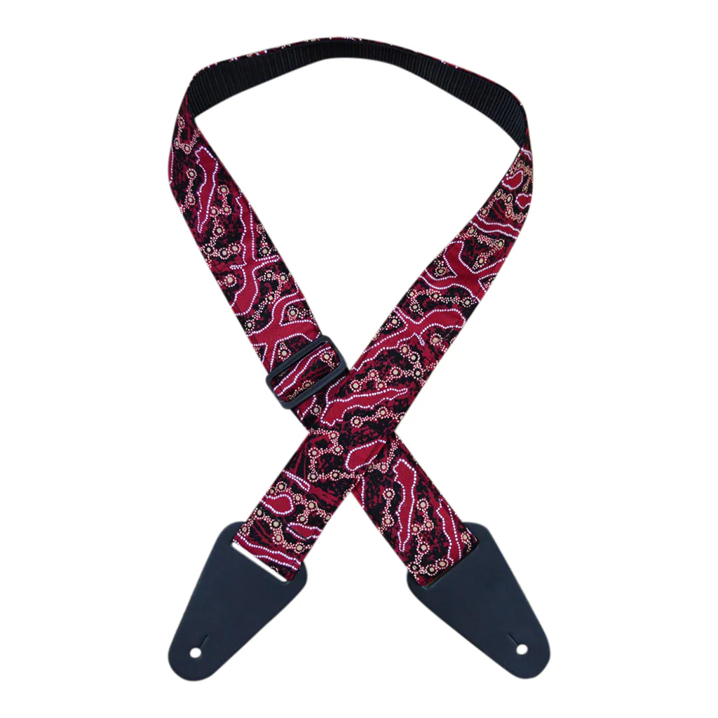 Colonial Leather - Aboriginal Art Guitar Strap – Yellow Bush Plum