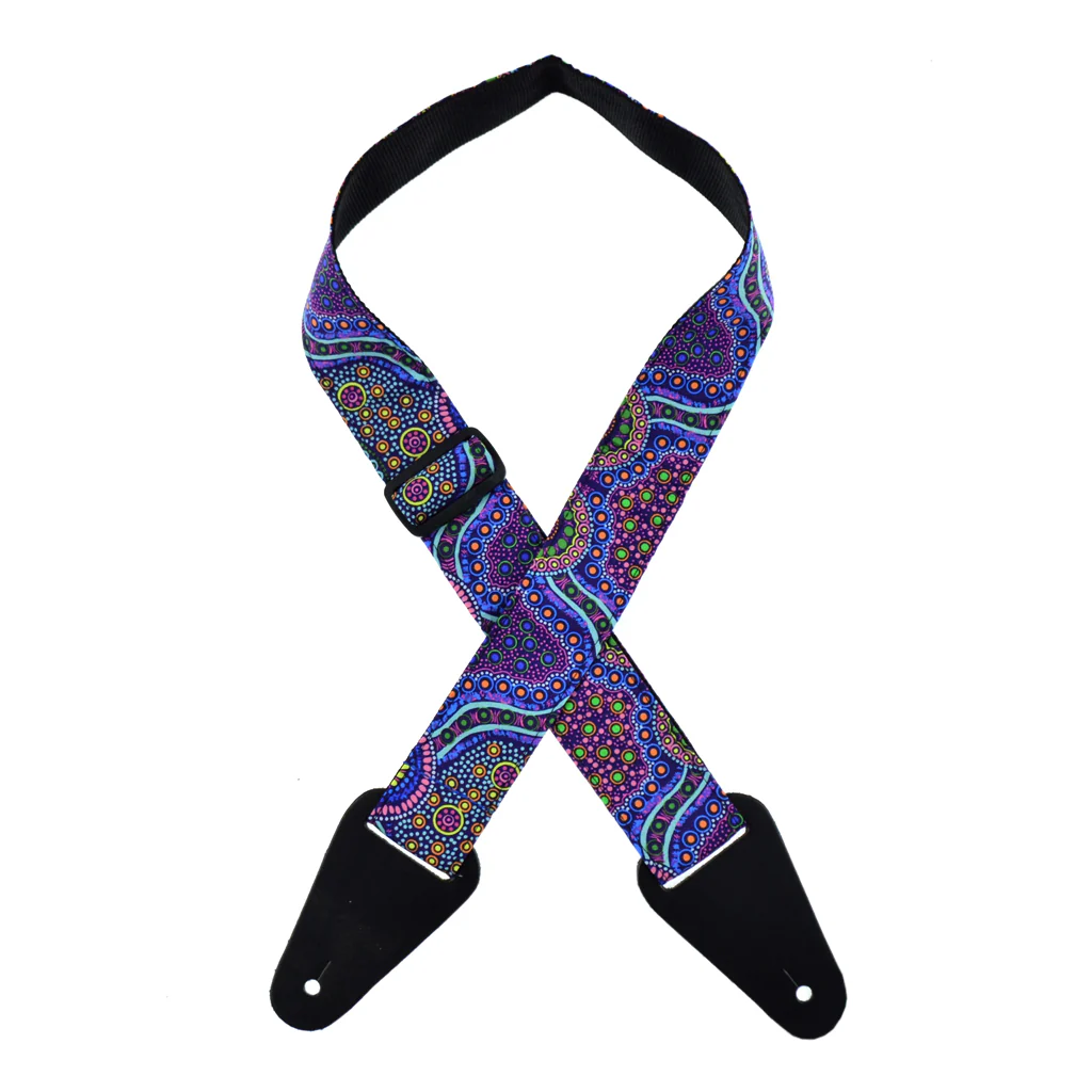 Colonial Leather Aboriginal Art Rag Strap - The Flowering Gum Purple