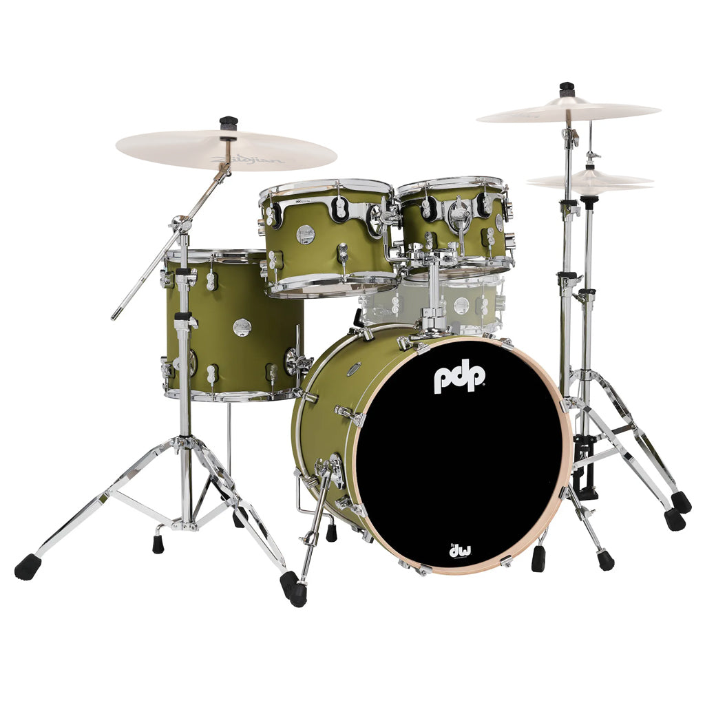 PDP Concept Maple Classic 4-piece Shell Pack with 20 inch Kick - Satin Olive Finish Ply