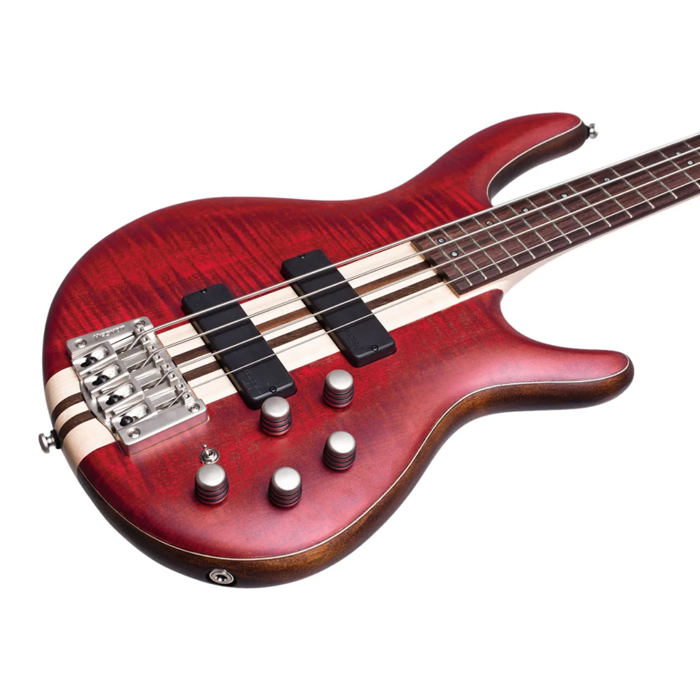Cort A4 Plus FMMH Bass Guitar - Open Pore Black Cherry - Image 7
