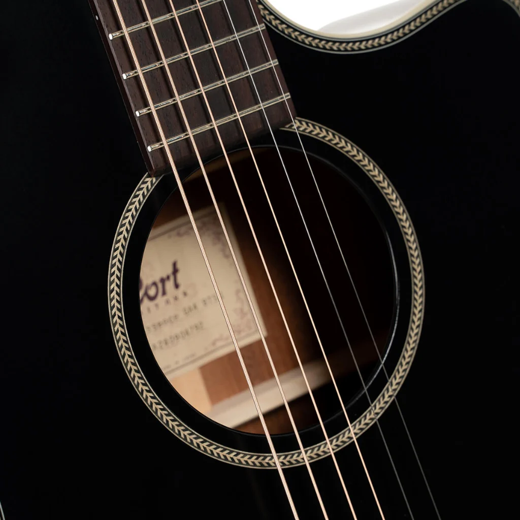Cort Essence GA4 Acoustic Guitar - Black Top Semi Gloss - Image 8