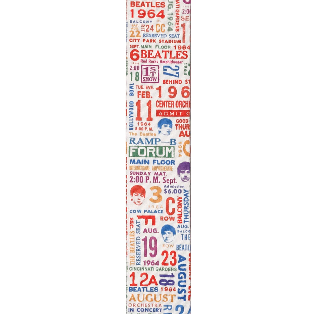 D'Addario Beatles 1964 US Tour Ticket Stubs Guitar Strap, Multi Color - Image 2