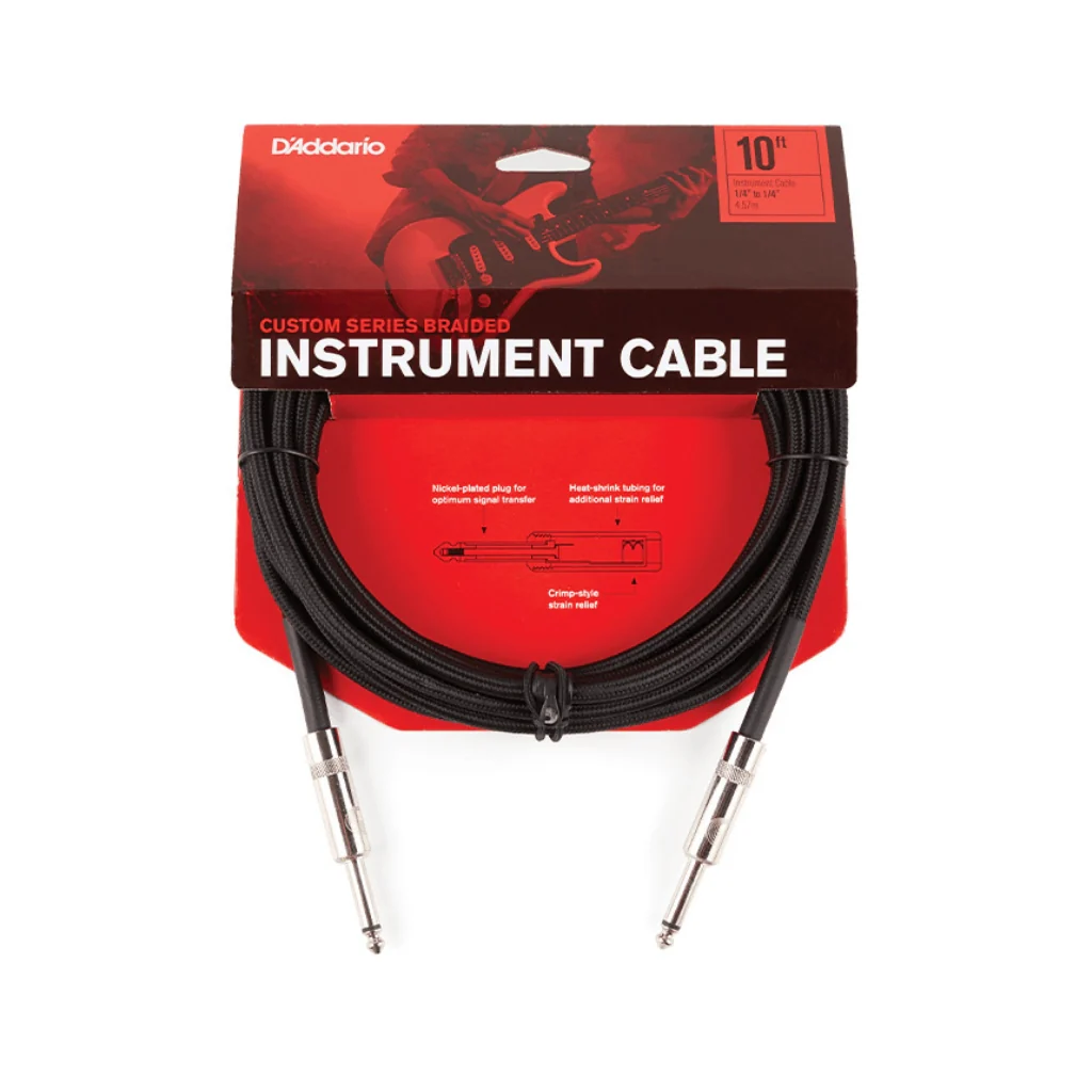 D'Addario Custom Series 10ft Braided Instrument Cable - Black Tweed