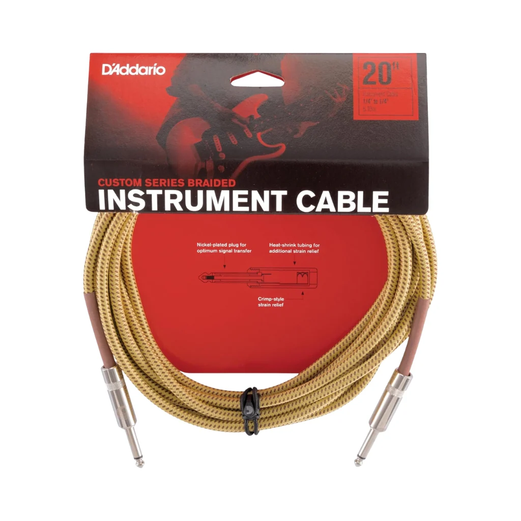 D'Addario Custom Series 20ft Braided Instrument Cable - Tweed