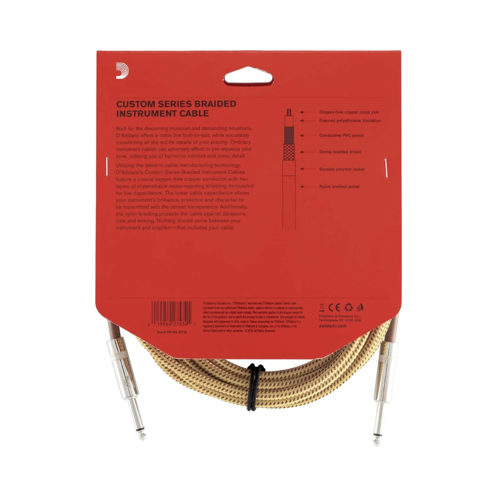 D'Addario Custom Series 20ft Braided Instrument Cable - Tweed - Image 2