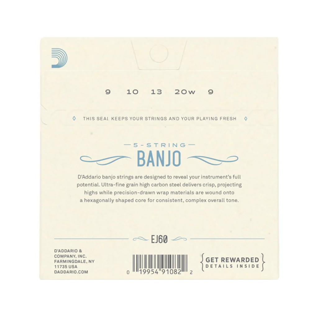 D'Addario EJ60 5-String Banjo Strings, Nickel, Light, 9-20 - Image 2