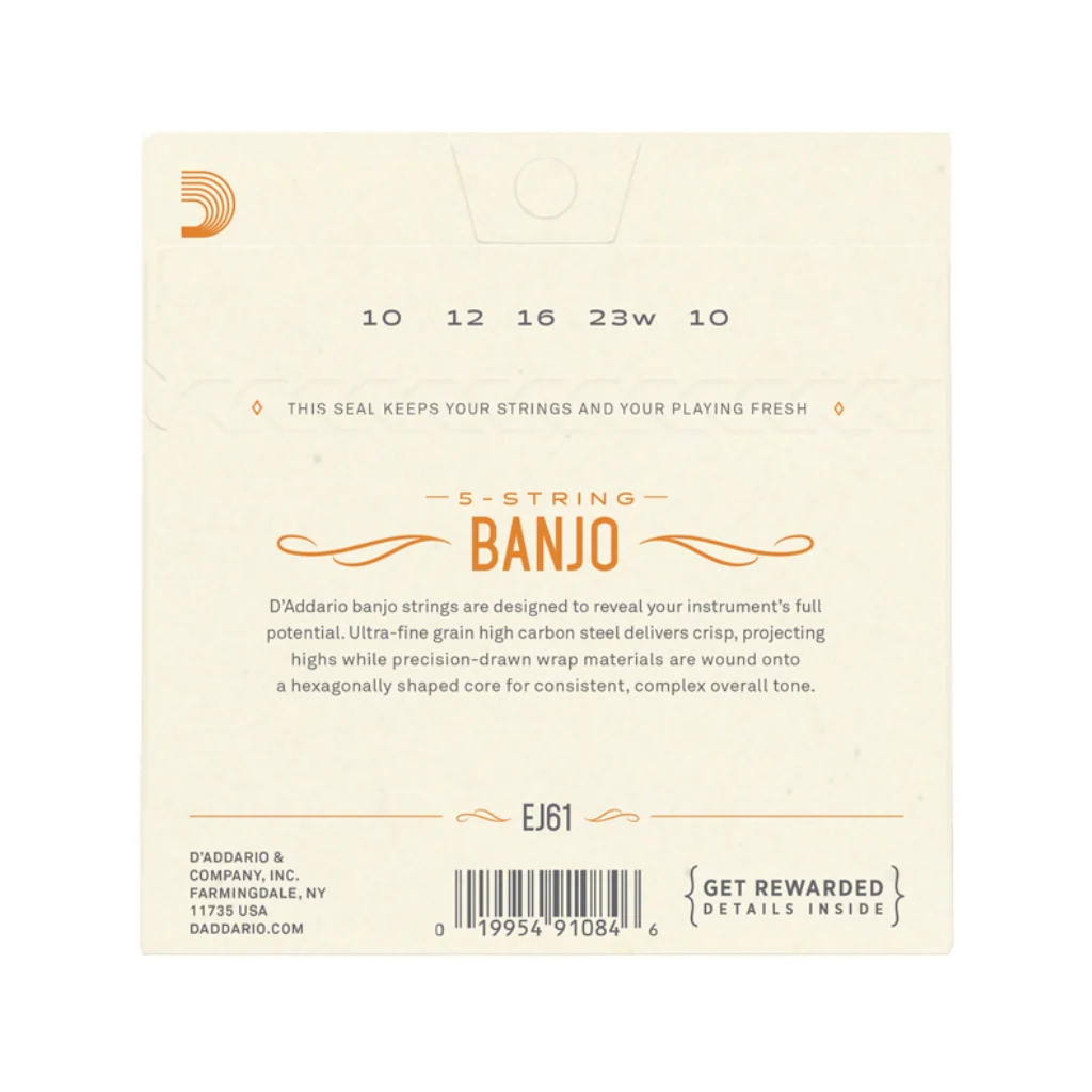 D'Addario EJ61 5-String Banjo Strings, Nickel, Medium 10-23 - Image 2