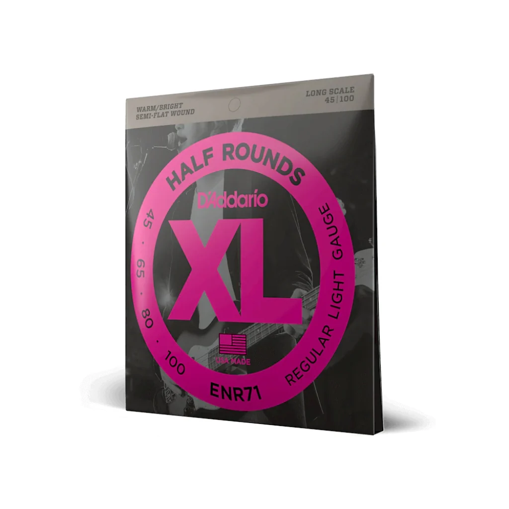 D'Addario ENR71 Semi-Flatwound Bass Guitar Strings - .045-.100 Regular Light Long Scale