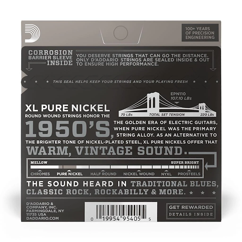 D'Addario - EPN110 - Pure Nickel Regular Light 10-45 - Electric Guitar Strings - Image 2