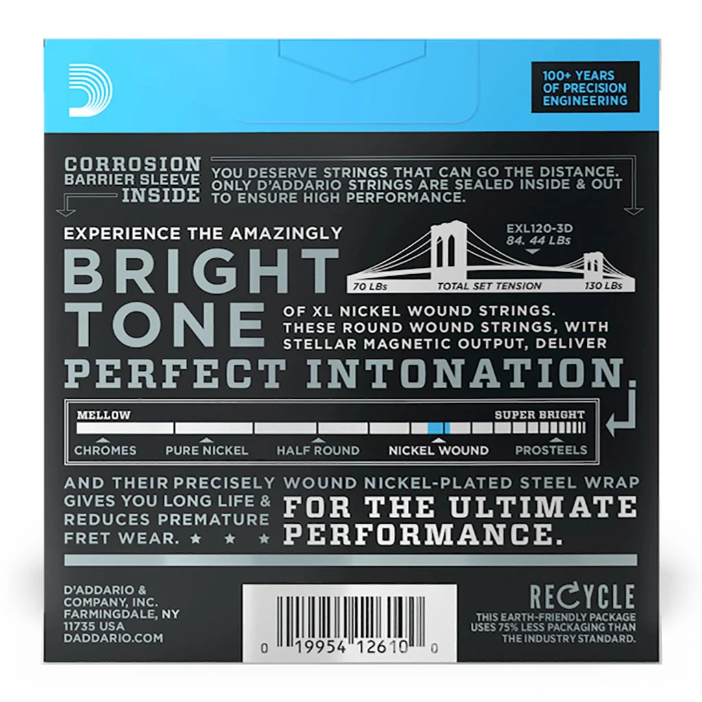 D'Addario - EXL120-3D - 3 Pack Nickel Wound Super Light 9-42 - Electric Guitar Strings - Image 2