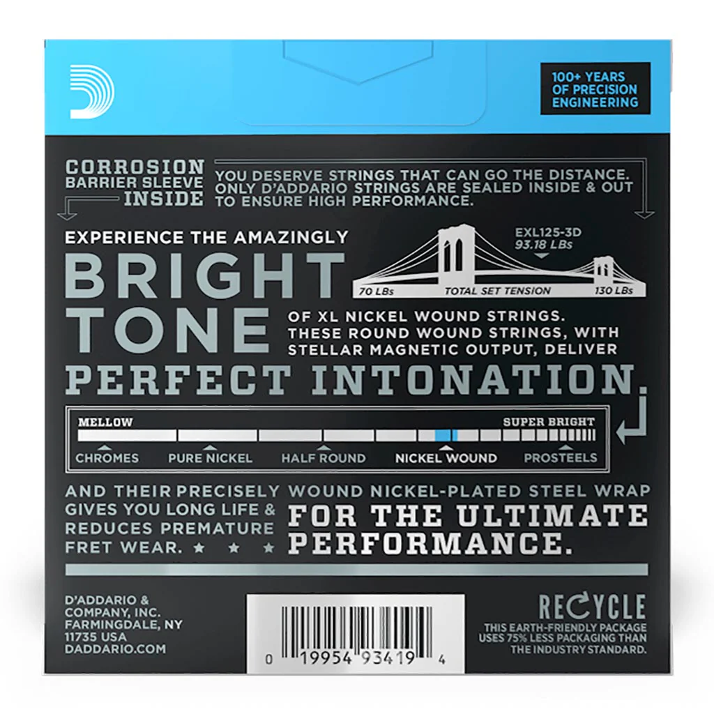 D'Addario - EXL125-3D - 3 Pack Nickel Wound Super Light Top Regular Bottom 9-46 - Electric Guitar Strings - Image 2