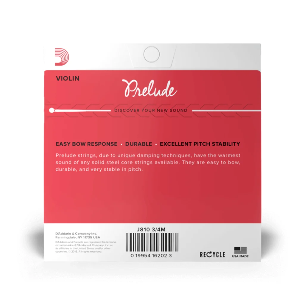 D'Addario J810 Prelude Violin String Set - 3/4 Scale, Medium Tension - Image 3