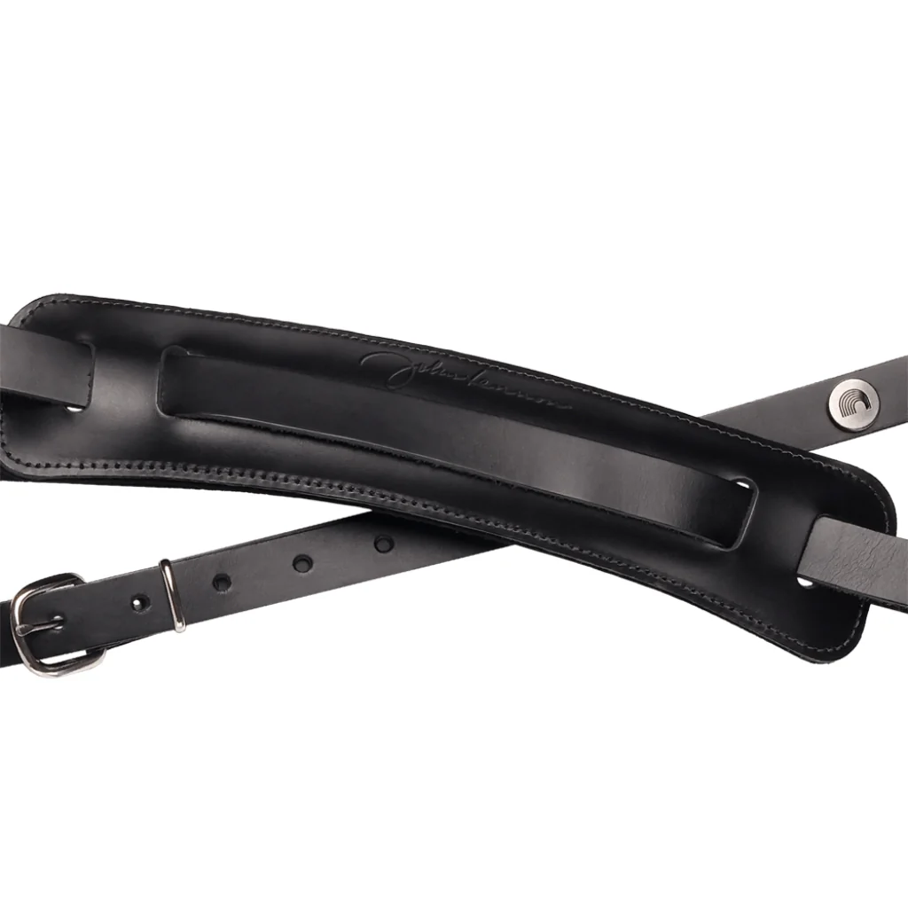 D'Addario John Lennon Signature Strap - Black Leather w/Pad - Image 2