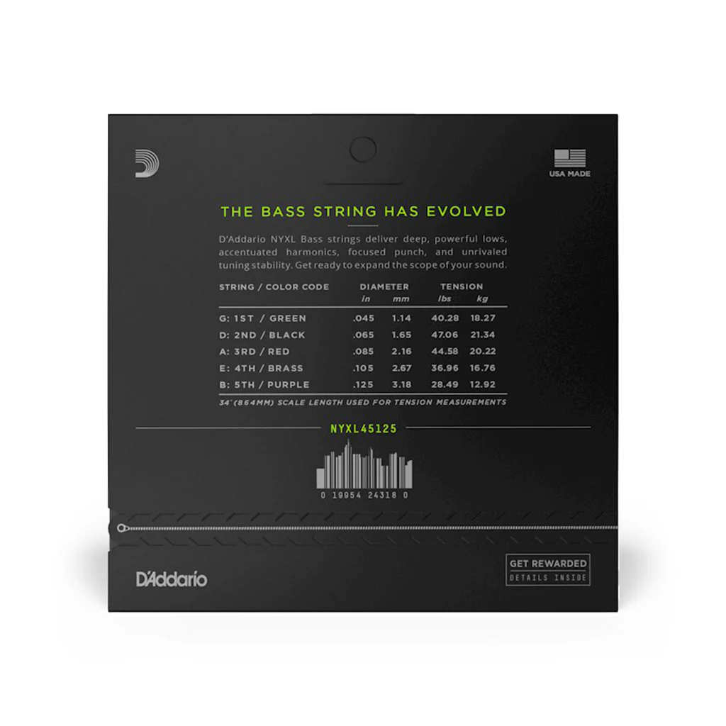 D'Addario NYXL45125 Nickel Wound Bass Guitar Strings, 5-String Lt Top / Med Btm, 45-125, Long Scale - Image 3