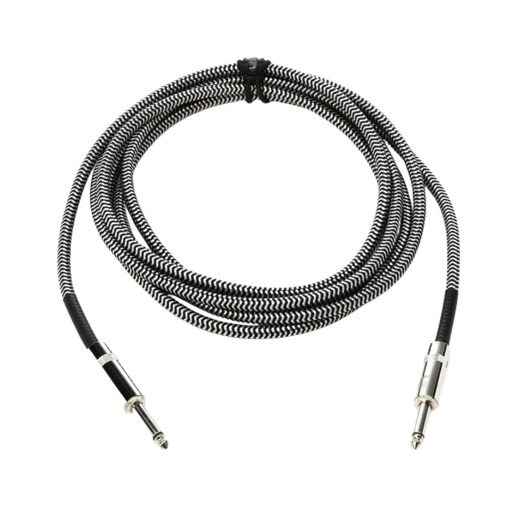 D'Addario PW-BG-10BG Braided Straight to Straight Instrument Cable - 10 foot, Grey - Image 2