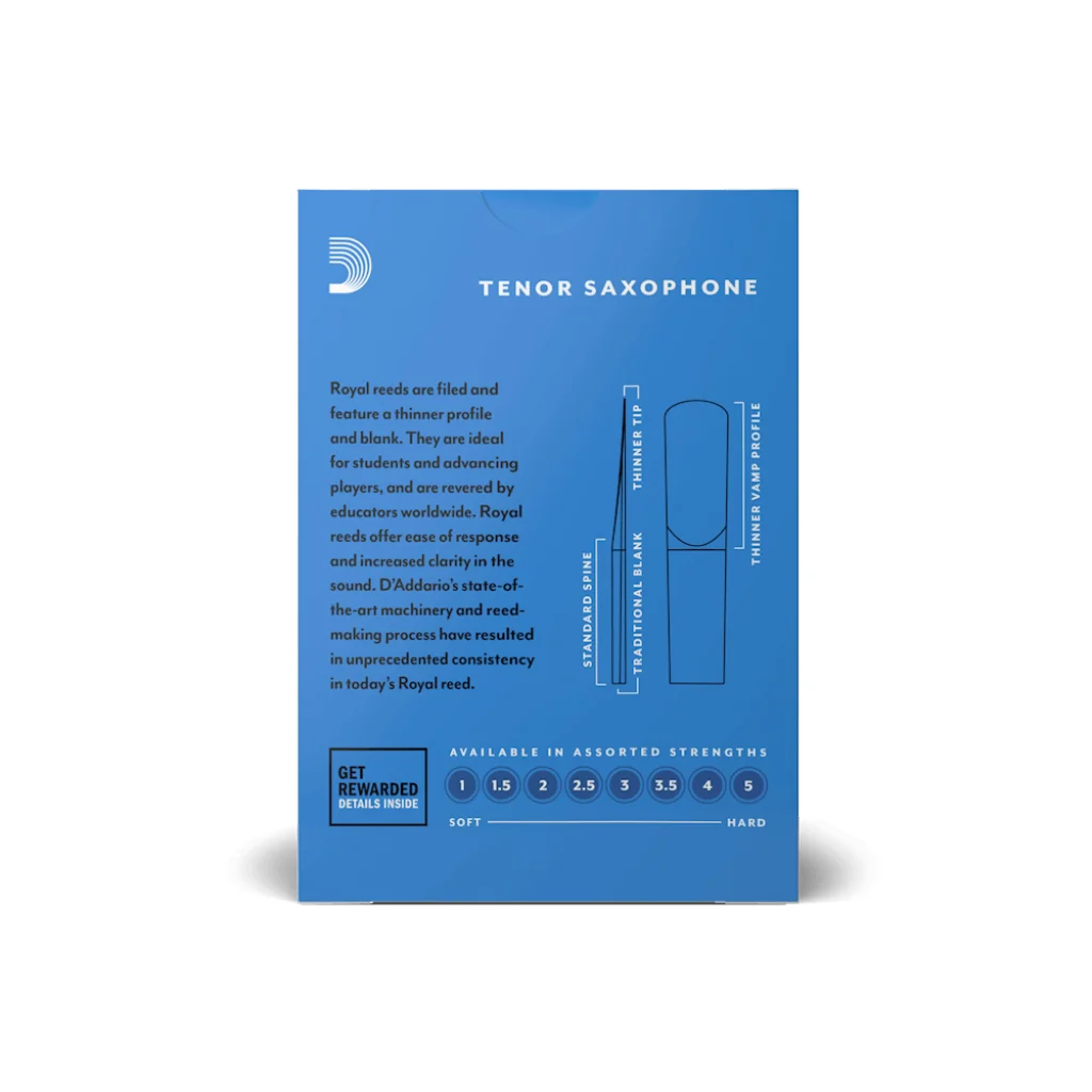 D'Addario Royal Tenor Saxophone Reeds - 2.0 (10-pack) - Image 3