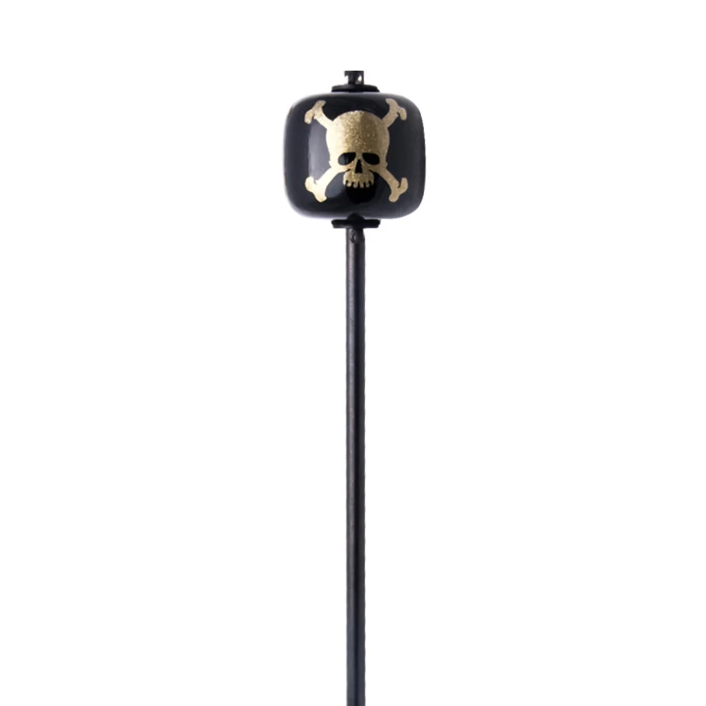 Danmar Bass Drum Beater - Black Wood Ball with Gold Skull