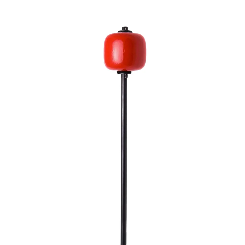 Danmar Hard Wood Black Shaft Long Bass Drum Beater - Red