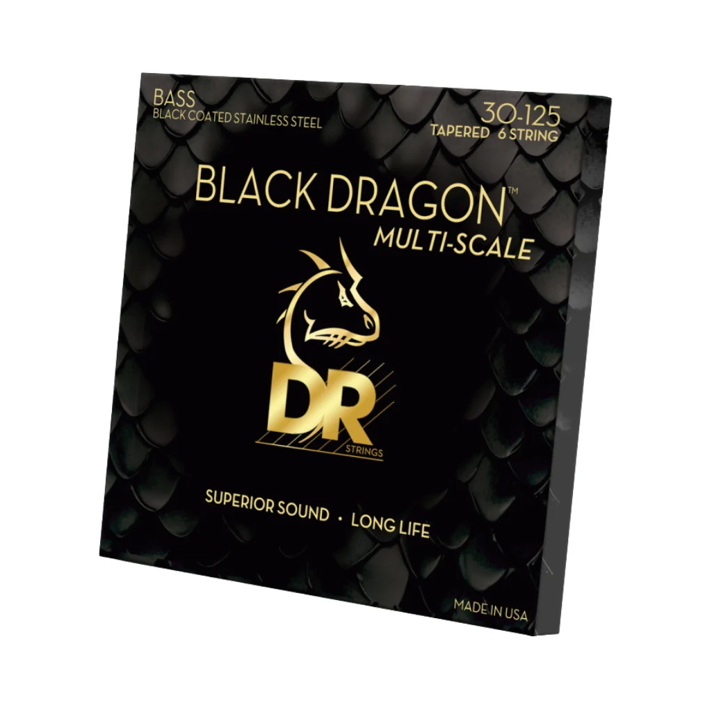 DR Black Dragon 6-String Bass Guitar Strings - .030-.125 Medium Multi Scale