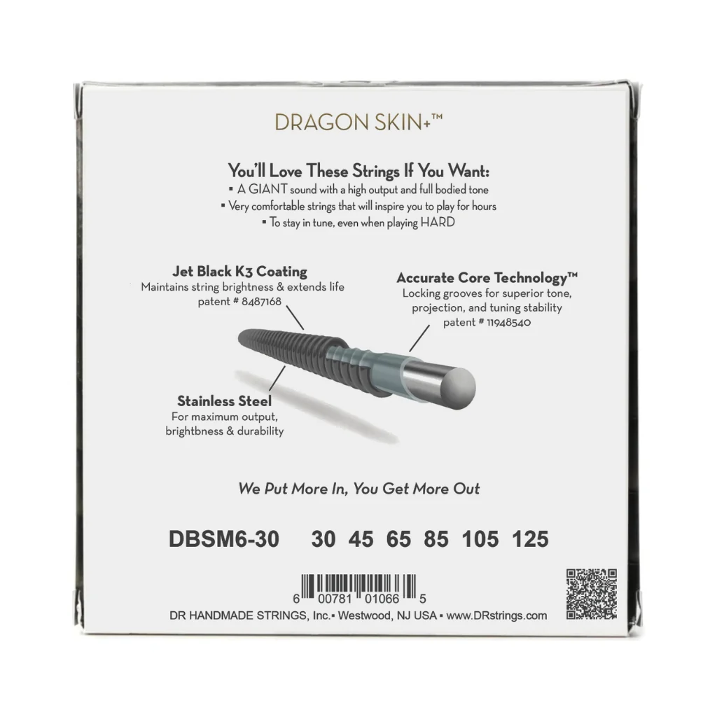 DR Black Dragon 6-String Bass Guitar Strings - .030-.125 Medium Multi Scale - Image 2