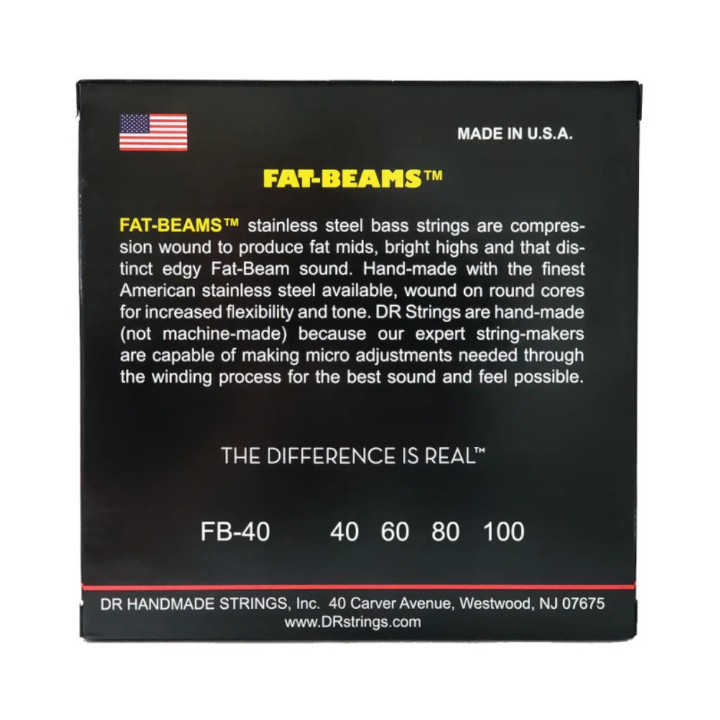 DR Fat-Beams Stainless Steel 5-string Bass Guitar Strings - Light 40-100 - Image 2