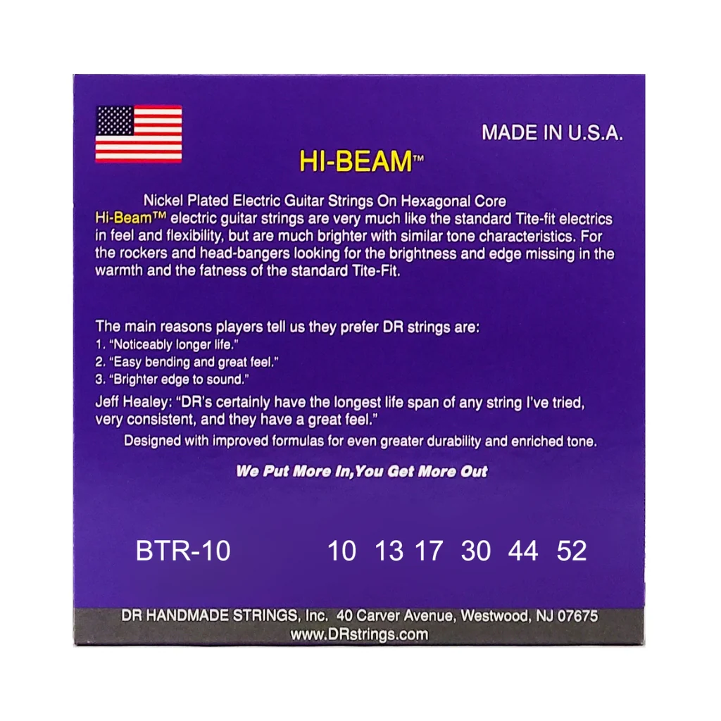 DR Hi-Beam Nickel Plated Electric Guitar Strings - Medium to Heavy 10-52 - Image 2