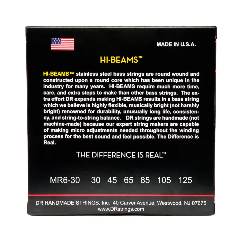 DR Hi-Beam Stainless Steel Bass Guitar Strings - 6-String Medium to Heavy 30-130 - Image 2