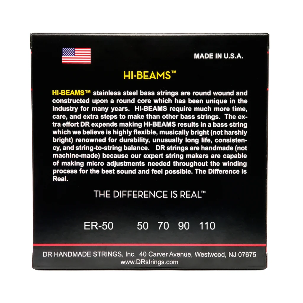 DR Hi-Beam Stainless Steel Bass Guitar Strings - Heavy 50-110 - Image 2