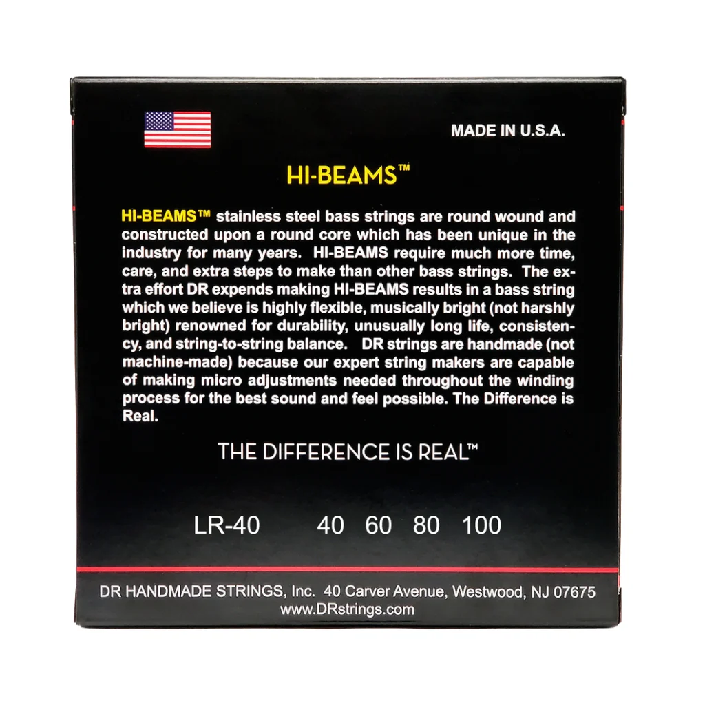 DR Hi-Beam Stainless Steel Bass Guitar Strings - Light 40-100 - Image 2
