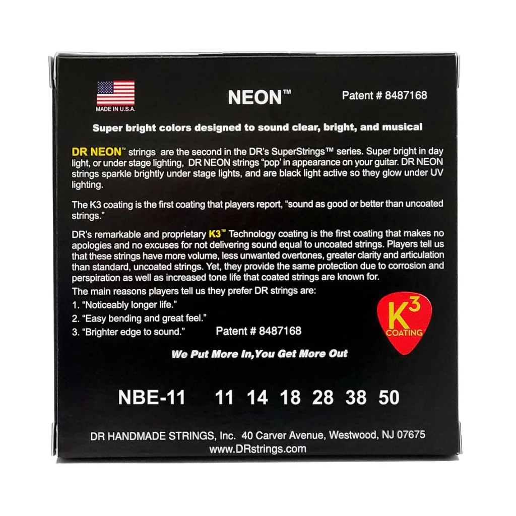 DR Hi-Def Neon Blue K3 Coated Electric Guitar Strings - Heavy 11-50 - Image 2