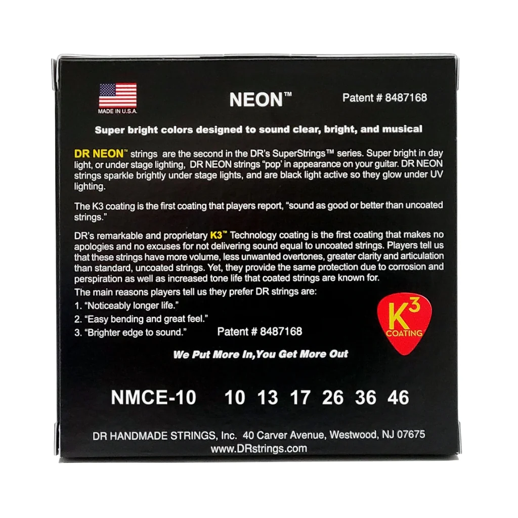 DR Hi-Def Neon Multi-Color K3 Coated Electric Guitar Strings - Medium 10-46 - Image 2