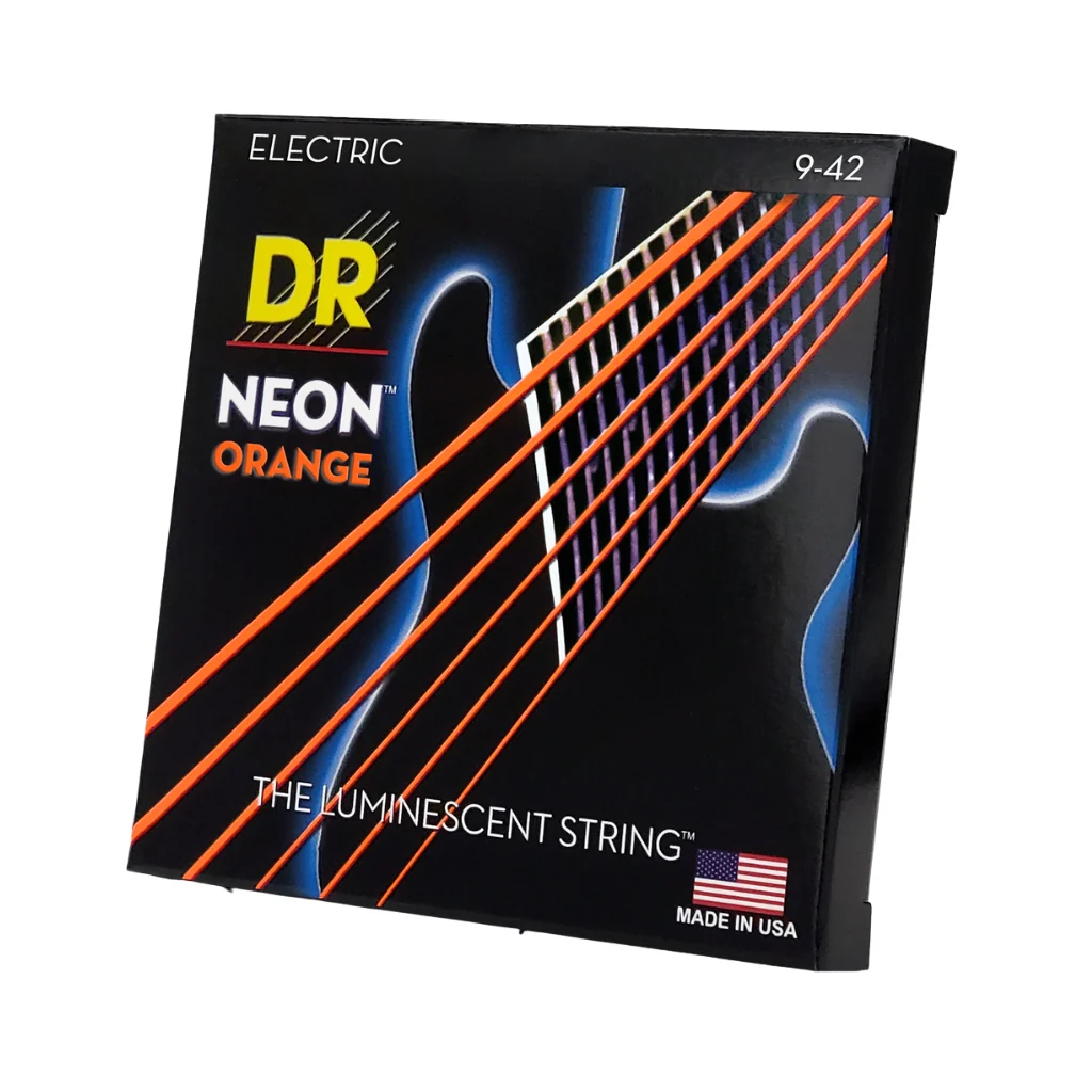 DR Hi-Def Neon Orange K3 Coated Electric Guitar Strings - Light 9-42