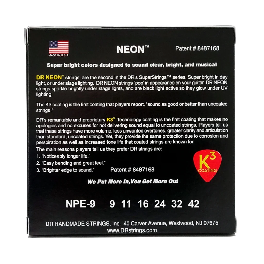 DR Hi-Def Neon Purple K3 Coated Electric Guitar Strings - Light 9-42 - Image 2