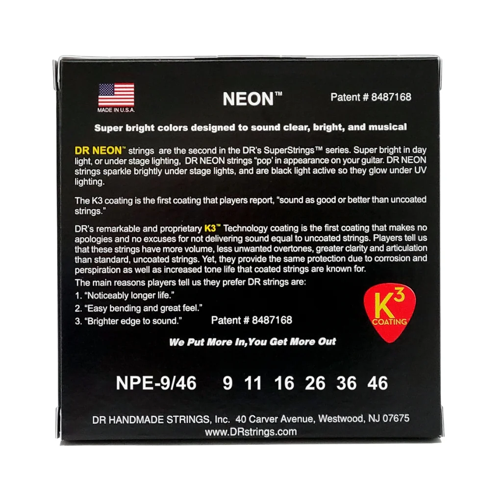 DR Hi-Def Neon Purple K3 Coated Electric Guitar Strings - Light to Medium 9-46 - Image 2