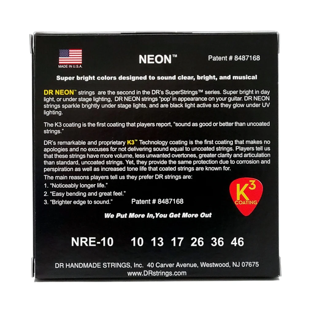 DR Hi-Def Neon Red K3 Coated Electric Guitar Strings - Medium 10-46 - Image 2
