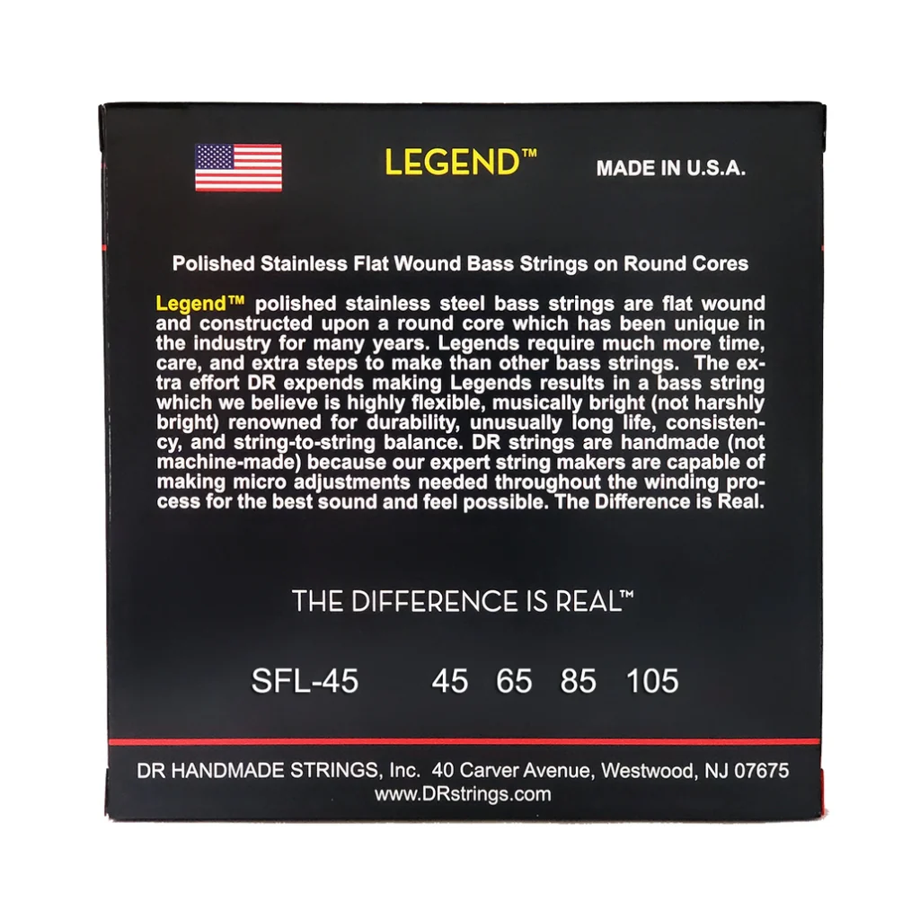 DR Legend Polished Flatwound Stainless Steel Bass Strings - Medium 45-105 Short Scale - Image 2