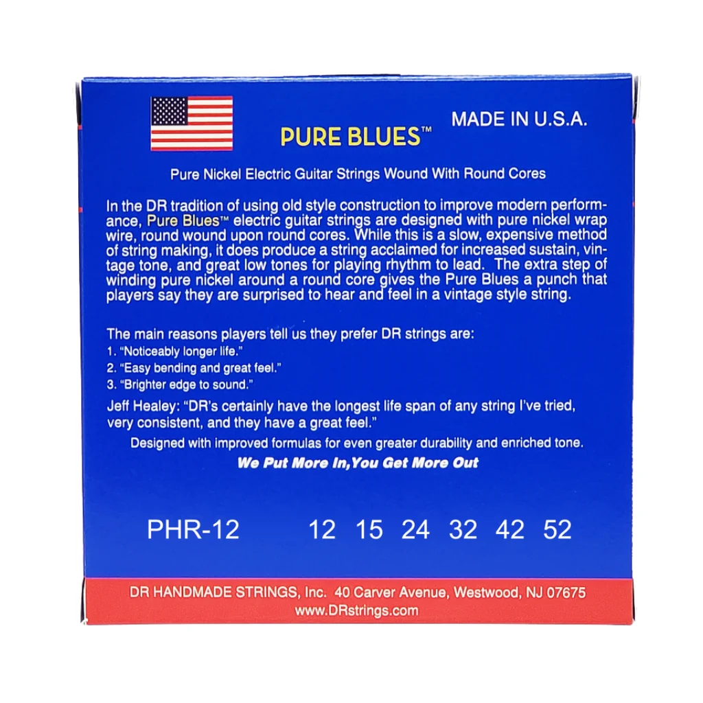 DR Pure Blues Pure Nickel Electric Guitar Strings - Extra Heavy 12-52 - Image 2