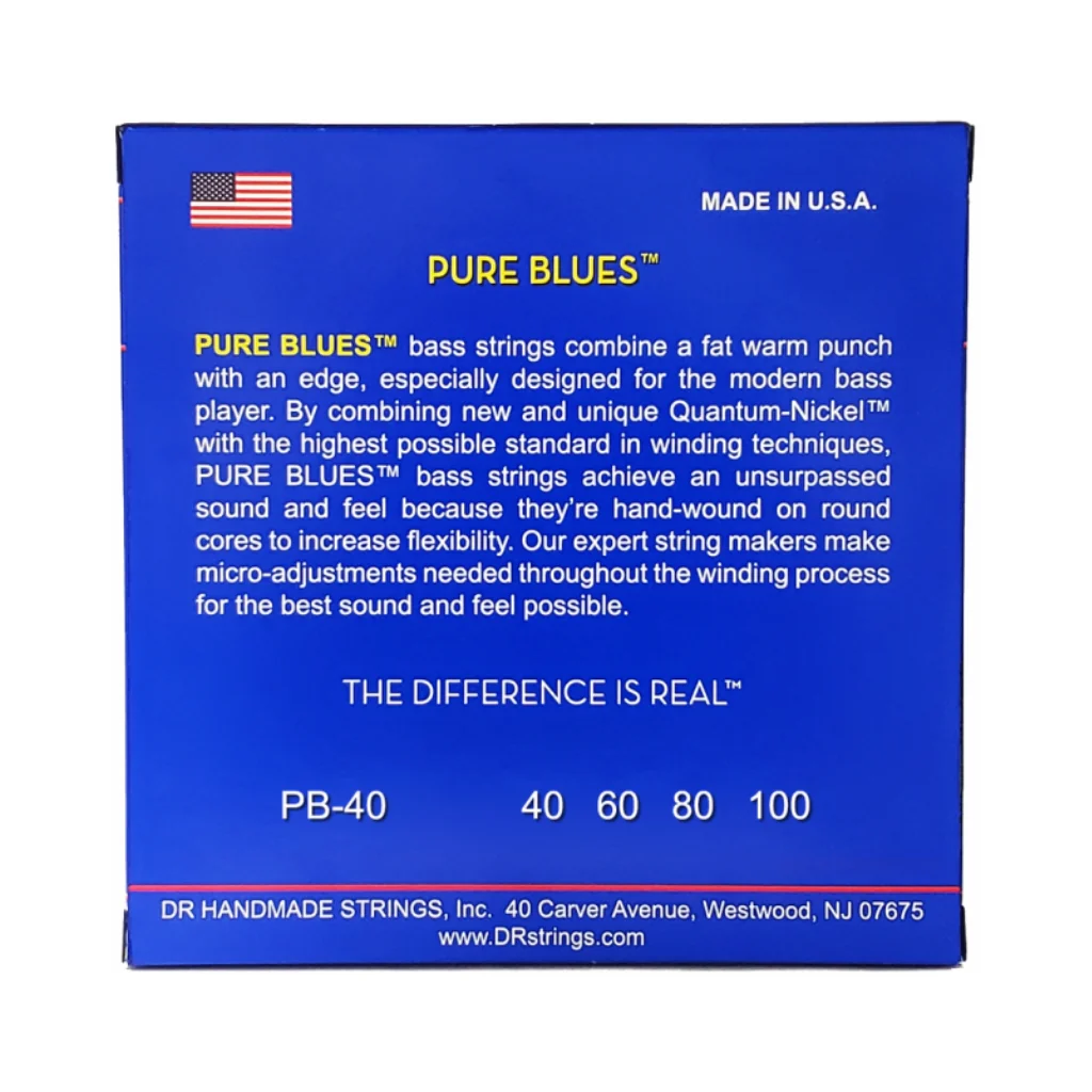 DR Pure Blues Quantum-nickel/Round Core Bass Guitar Strings - Light 40-100 - Image 2