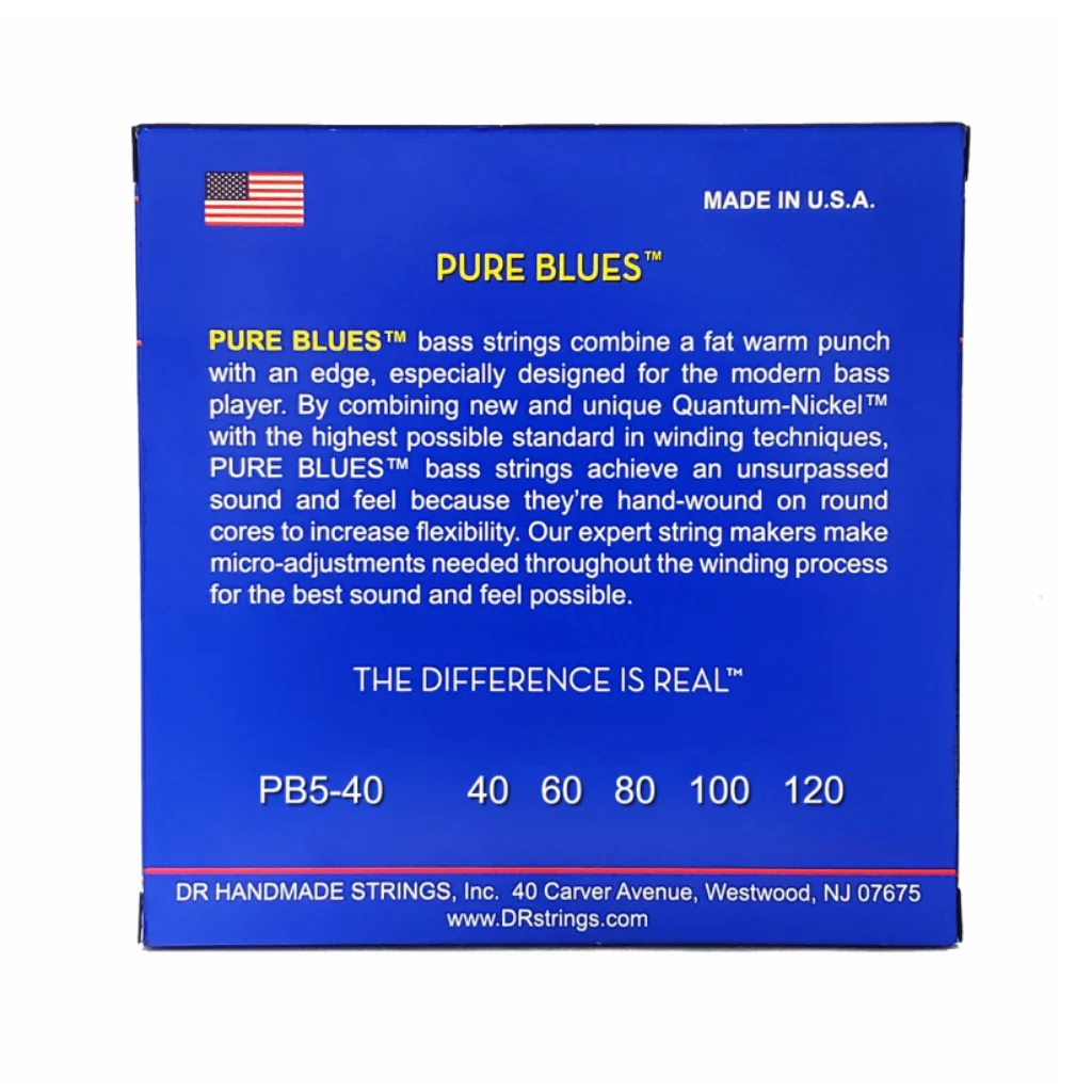 DR Pure Blues Quantum-nickel/Round Core Bass Guitar Strings - Light 5-String 40-120 - Image 2