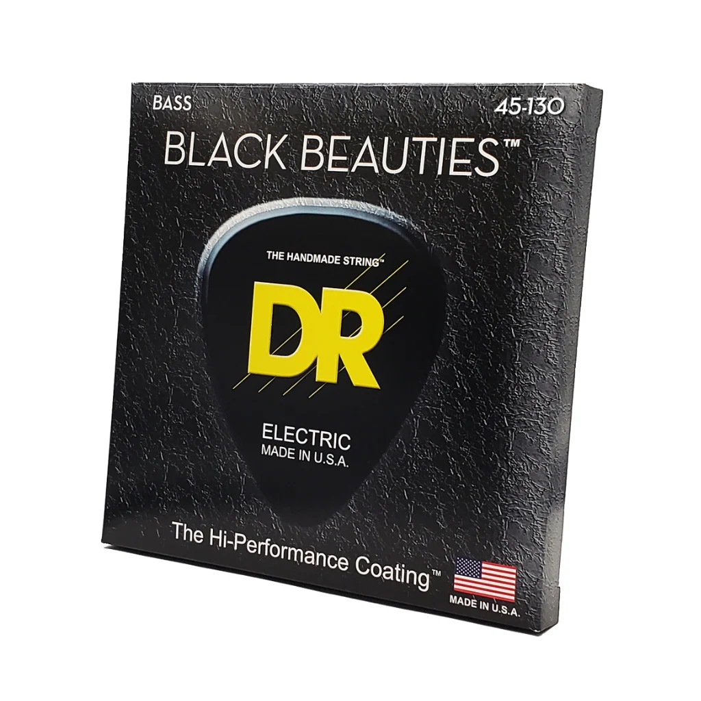 DR Strings Black Beauties Coated Steel 5-string Bass Guitar Strings - Medium to Heavy 45-130