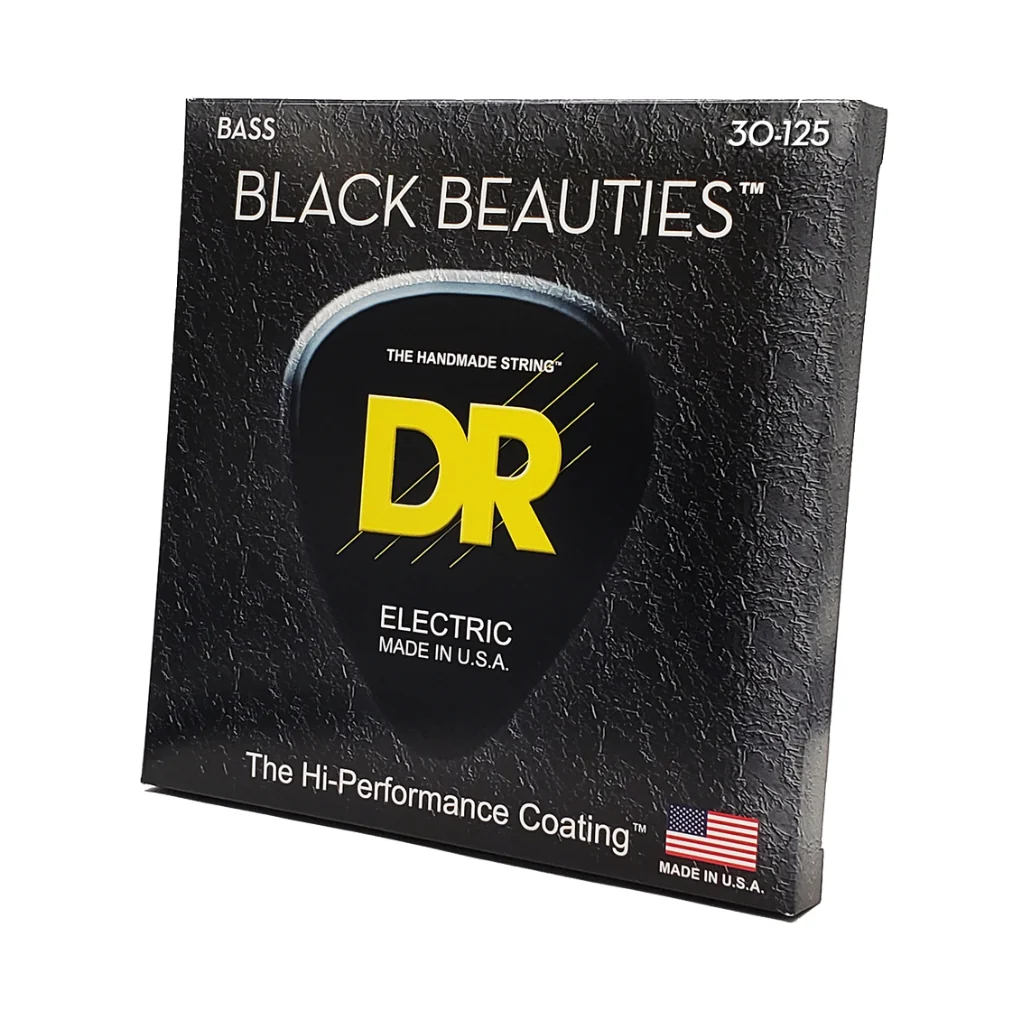 DR Strings Black Beauties Coated Steel 6-string Bass Guitar Strings - Medium 30-125