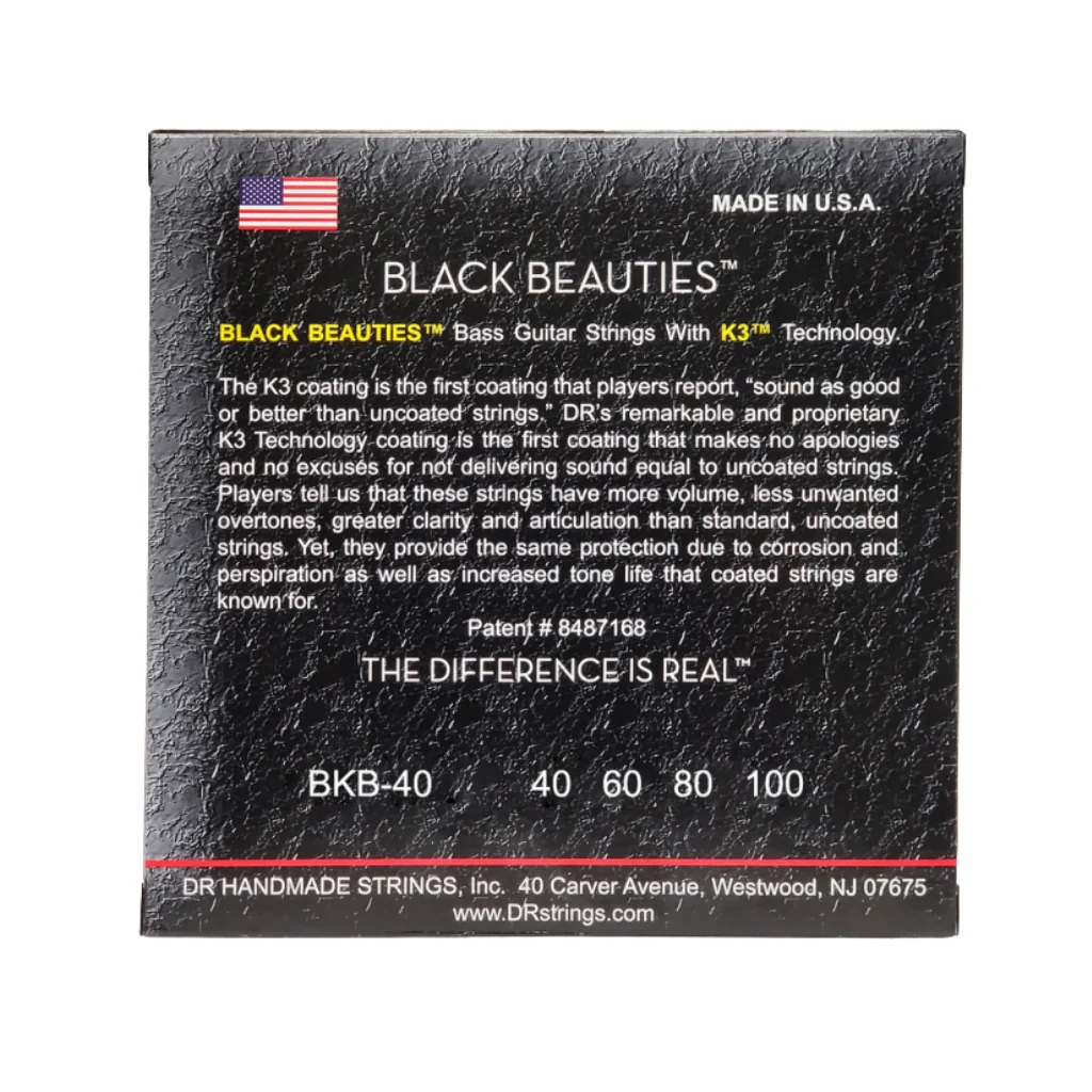 DR Strings Black Beauties Coated Steel Bass Guitar Strings - Light 40-100 - Image 2