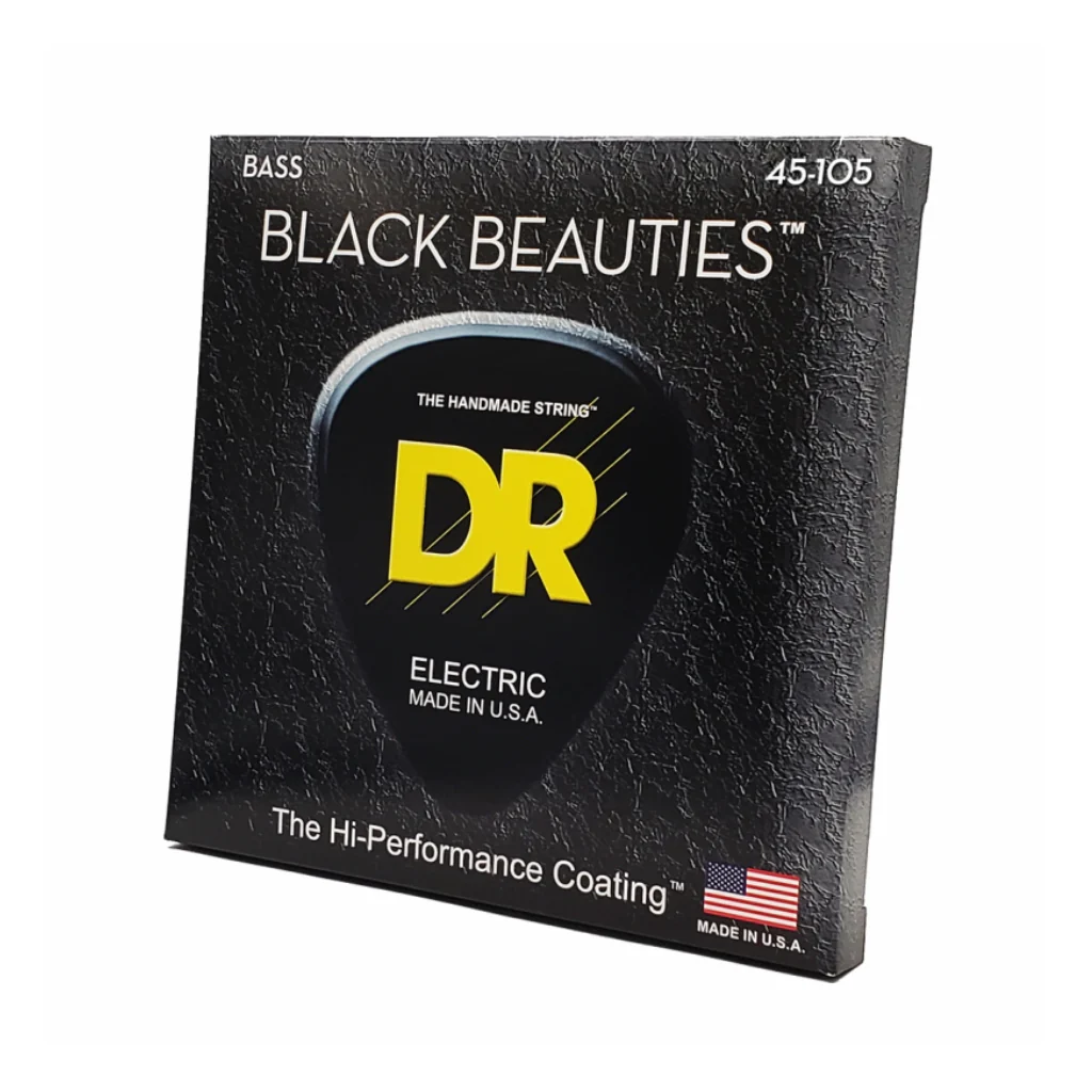 DR Strings Black Beauties Coated Steel Bass Guitar Strings - Medium 45-105